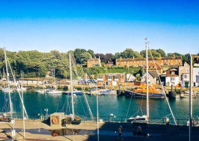 Weymouth Harbour viewed from The Ocean Guesthouse — harbour view rooms available at boutique B&B on the Esplanade